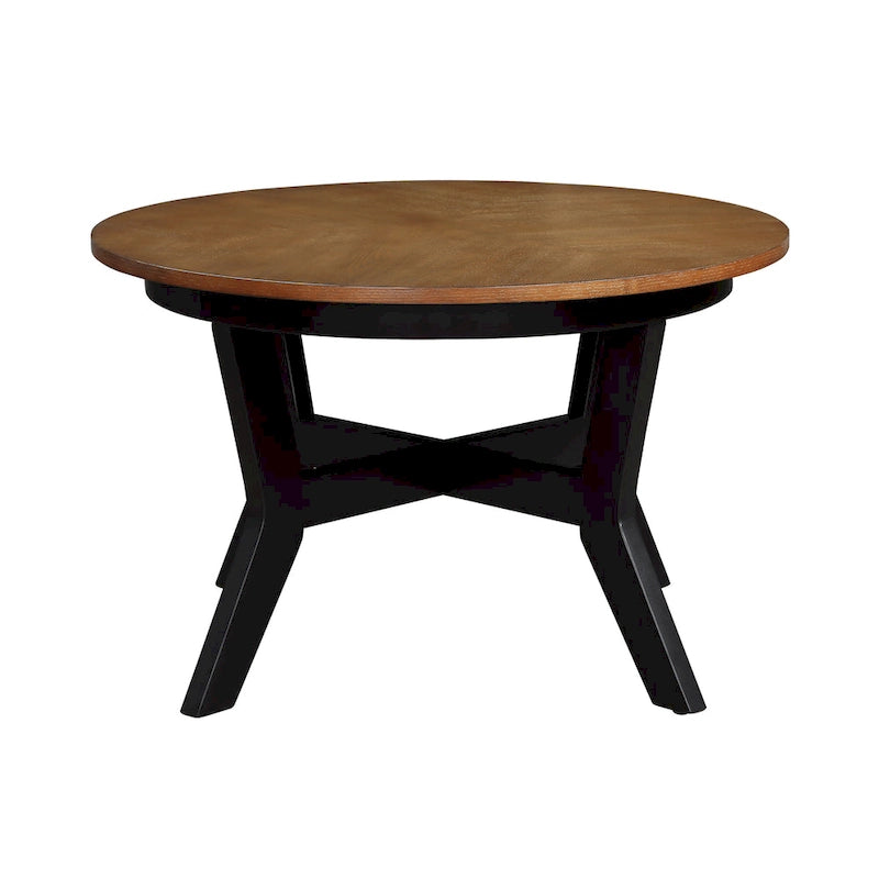 Farmhouse Wood Round Coffee Table with 4 Soild Wood Legs