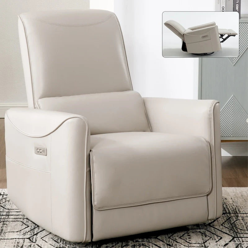 Swivel and Rocker Power Recliner Chair, Heavy Duty Motion Mechanism with USB and Type-C Ports