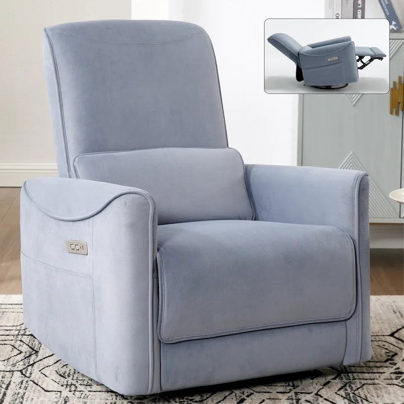 Swivel and Rocker Power Recliner Chair, Heavy Duty Motion Mechanism with USB and Type-C Ports