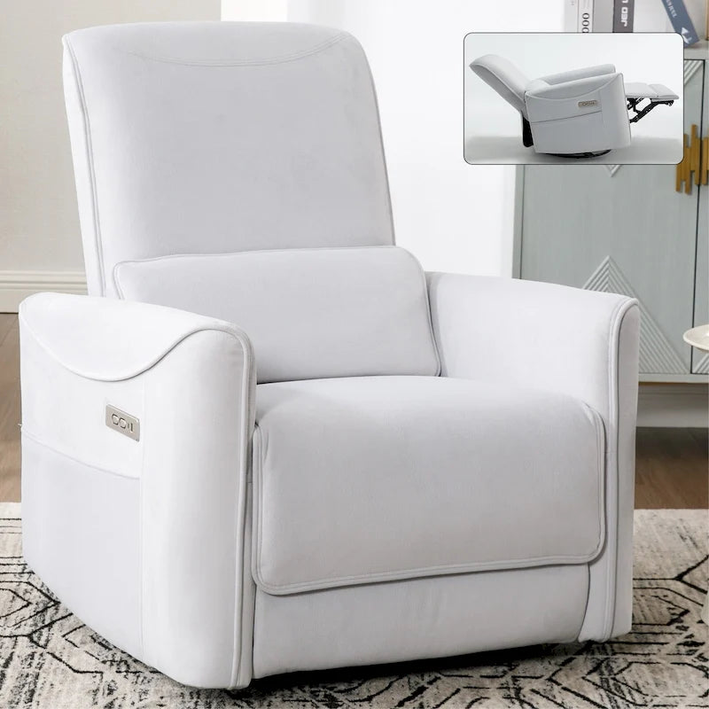 Swivel and Rocker Power Recliner Chair, Heavy Duty Motion Mechanism with USB and Type-C Ports