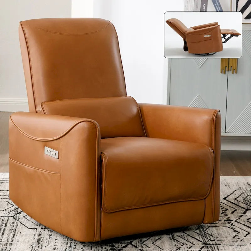  Swivel and Rocker Power Recliner Chair, Heavy Duty Motion Mechanism with USB and Type-C Ports