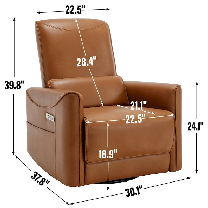 Swivel and Rocker Power Recliner Chair, Heavy Duty Motion Mechanism with USB and Type-C Ports