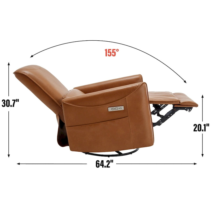 Swivel and Rocker Power Recliner Chair, Heavy Duty Motion Mechanism with USB and Type-C Ports