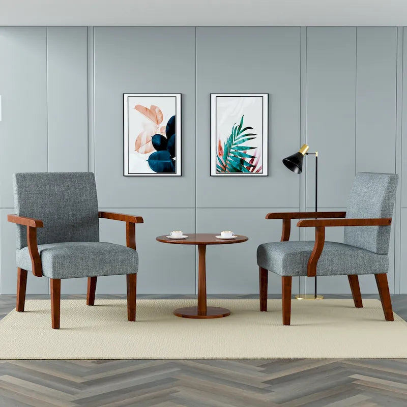 Grey 18.7 Arm Chairs with Round Table (Set of 2)