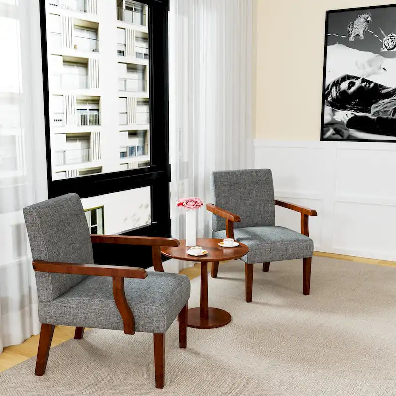 Grey 18.7 Arm Chairs with Round Table (Set of 2)