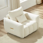 Beige 39.7 Teddy Fabric Lounge Chair with Plastic Legs