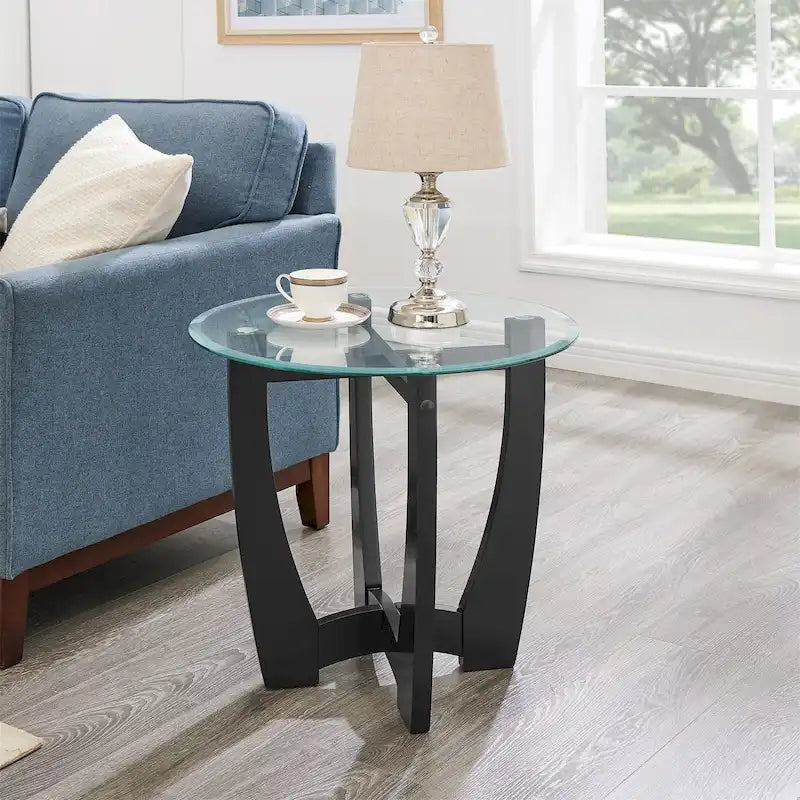 23.5 Inch Round Glass Coffee Table
