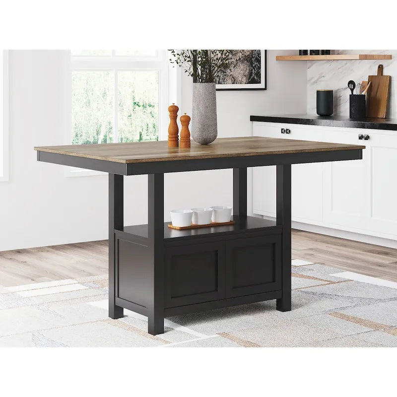 Wildenauer Brown/Black Rectangular Dining Counter Table - 60W x 38D x 36H