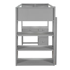 Twin Size Loft Bed with Ladder, Shelves, and Desk