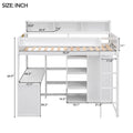 Twin Loft Bed w/Storage Shelves, Under-Bed Desk, Wooden Bed Frames