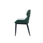 Set of 2 PU Upholstered Dining Chairs Modern Solid Back Chairs with Black Metal Legs