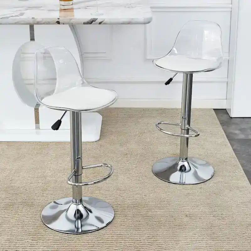 Swivel Bar Stools Set of 2, Counter Height Barstools with Backrest, Dining Room Chairs with Footrest and PU Seats