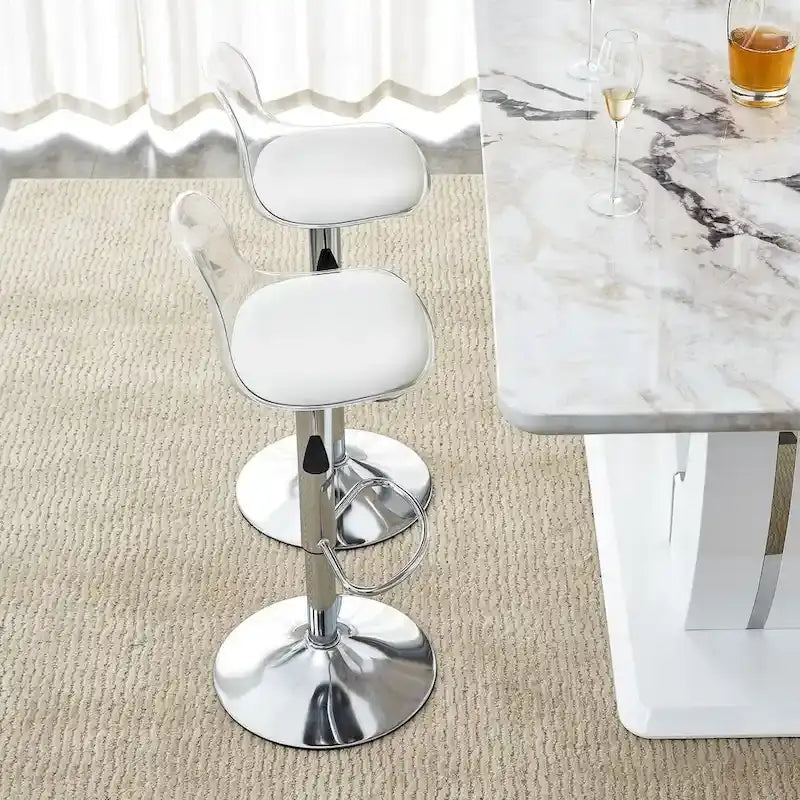 Swivel Bar Stools Set of 2, Counter Height Barstools with Backrest, Dining Room Chairs with Footrest and PU Seats