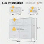 Freestanding 7-Drawer Chest of Drawers Chest Tower TV Stand with Wood Top for Closet Bedroom