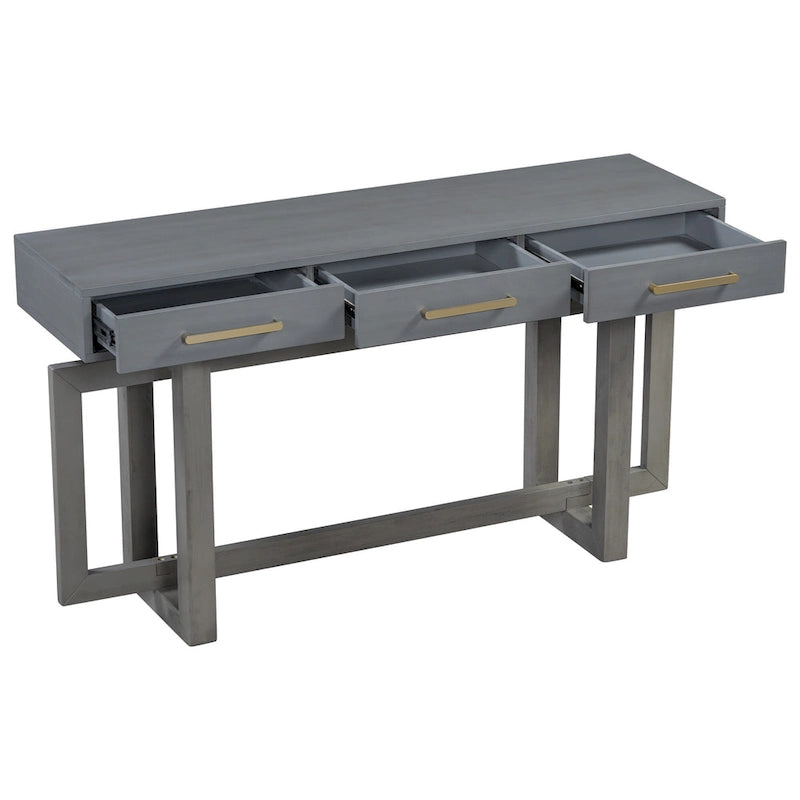 57 Modern Console Table with Three Drawers and Unique Leg Design for Entryway, Hallway, Living Room