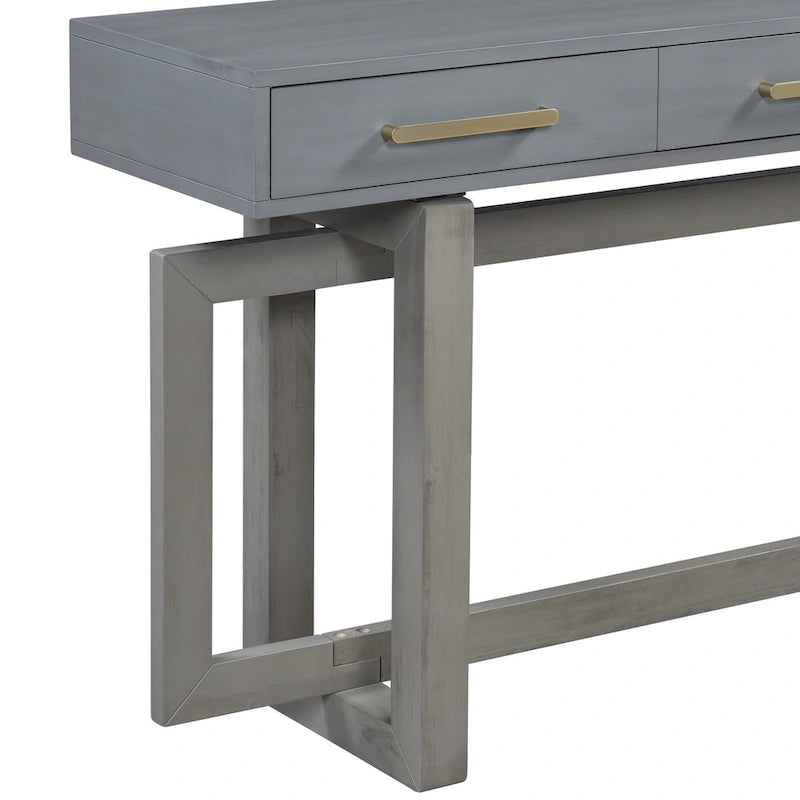 57 Modern Console Table with Three Drawers and Unique Leg Design for Entryway, Hallway, Living Room