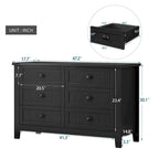 Antique Style 6-Drawer Double Dresser with Retro Shell Handle for Bedroom, Living Room