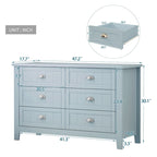 Antique Style 6-Drawer Double Dresser with Retro Shell Handle for Bedroom, Living Room