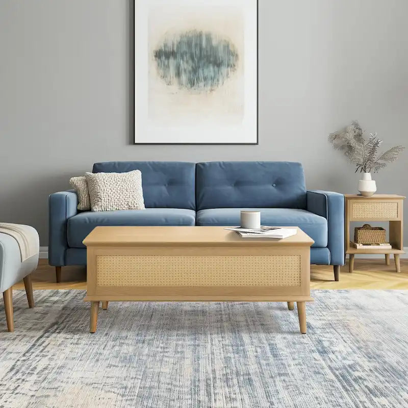 Teagan Rattan Lift-Top Coffee Table with Storage - 42 x 17