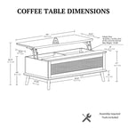 Teagan Rattan Lift-Top Coffee Table with Storage - 42 x 17