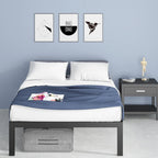 18-inch High Black Metal Platform Bed Frame