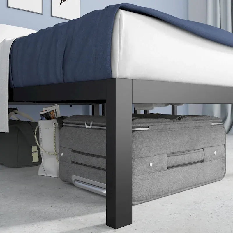 18-inch High Black Metal Platform Bed Frame