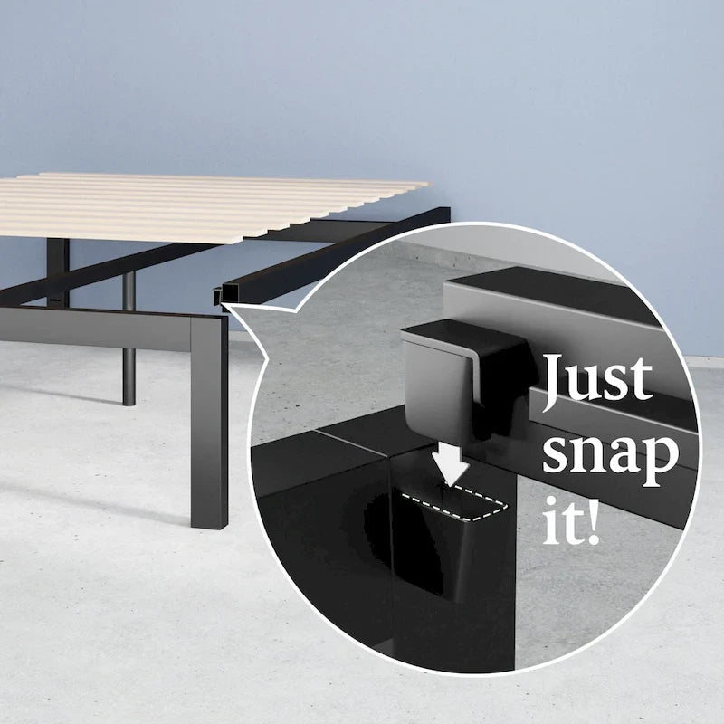 18-inch High Black Metal Platform Bed Frame