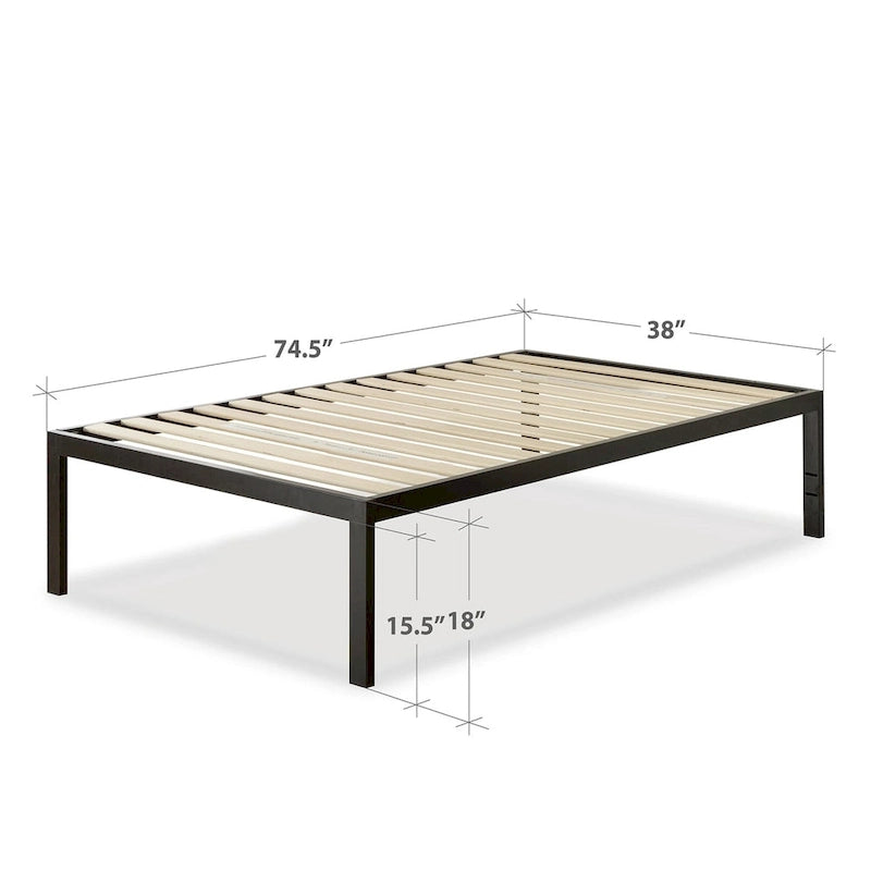 18-inch High Black Metal Platform Bed Frame