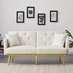 Cream White Velvet Sofa Bed - 31.49 x 59.00 x 29.52