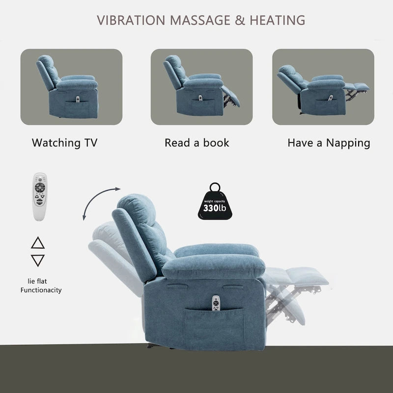 Power Recliner Chair with Adjustable Massage Function, Recliner Chair with Heating System for Living Room