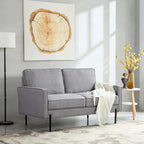 57W Modern Linen Loveseat, 2-Seater, Matte Black Metal Legs