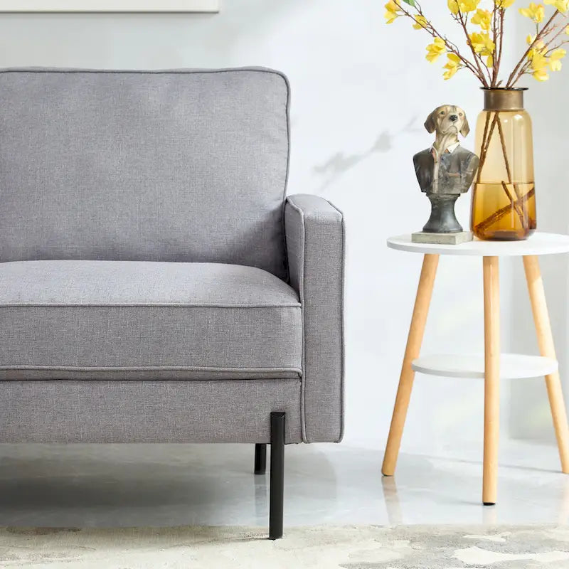 57W Modern Linen Loveseat, 2-Seater, Matte Black Metal Legs