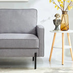 57W Modern Linen Loveseat, 2-Seater, Matte Black Metal Legs