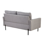 57W Modern Linen Loveseat, 2-Seater, Matte Black Metal Legs