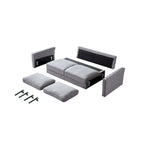57W Modern Linen Loveseat, 2-Seater, Matte Black Metal Legs