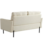 57W Modern Linen Loveseat, 2-Seater, Matte Black Metal Legs