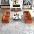Mid Century Pillow Back Velvet Sofa and Loveseat Set
