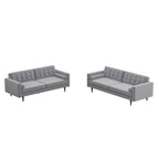 Mid Century Pillow Back Velvet Sofa and Loveseat Set