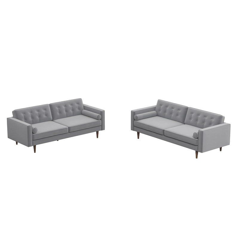 Mid Century Pillow Back Velvet Sofa and Loveseat Set