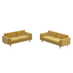 Mid Century Pillow Back Velvet Sofa and Loveseat Set