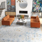 Mid Century Pillow Back Velvet Sofa and Loveseat Set