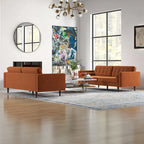 Mid Century Pillow Back Velvet Sofa and Loveseat Set