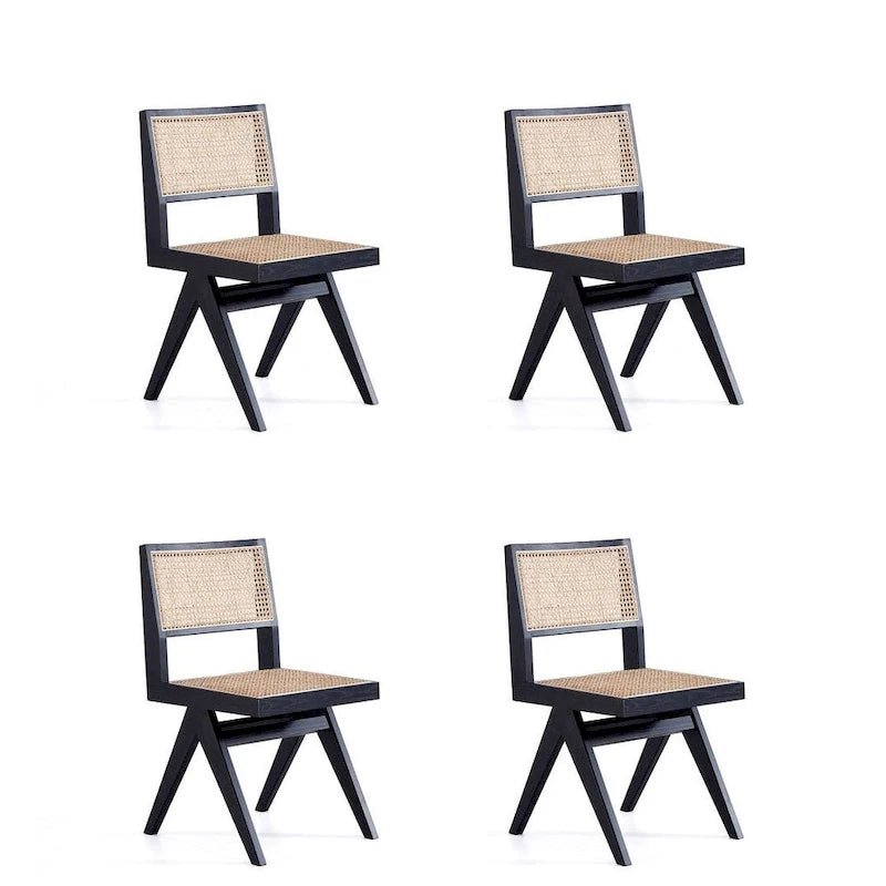 Hamlet Dining Chair in Black and Natural Cane - Set of 2