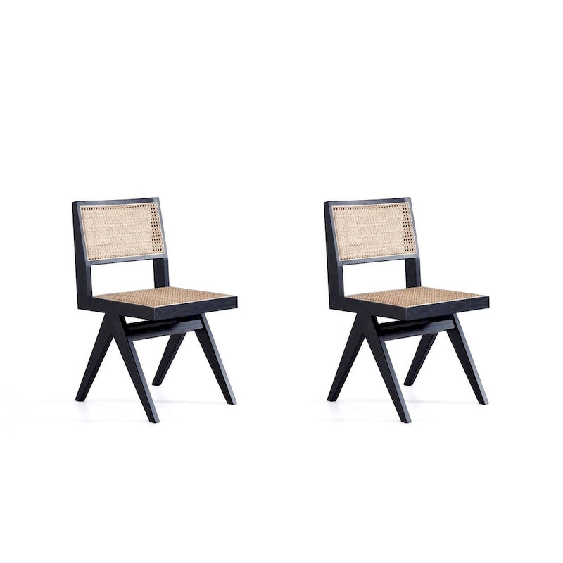 Hamlet Dining Chair in Black and Natural Cane - Set of 2