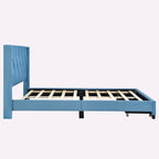 Queen Size Linen Platform Bed with 2 Drawers