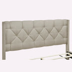 Queen Size Linen Platform Bed with 2 Drawers
