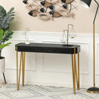 Black Wood and Gold Metal Console and Entry Table - 30.25 H x 42 W