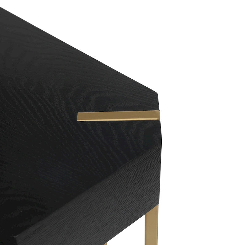 Black Wood and Gold Metal Console and Entry Table - 30.25 H x 42 W