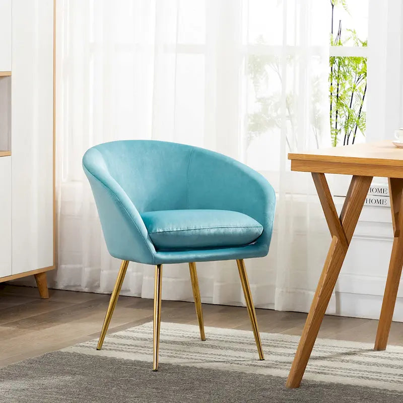  Lakia Dining Chairs, Velvet Upholstery, Gold Metal Legs