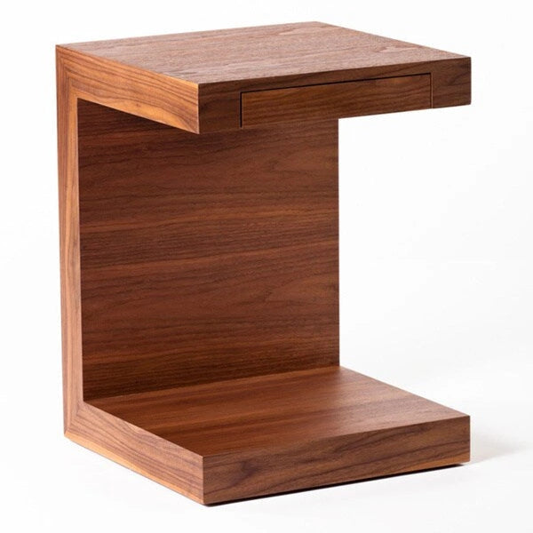 Carson Wood C Shaped Accent Table